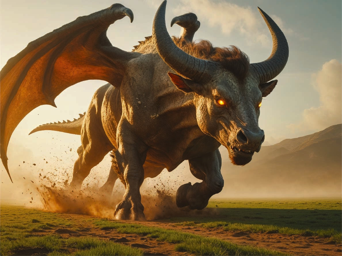Brundrak the Bull Dragon – Fantasy Canvas Art