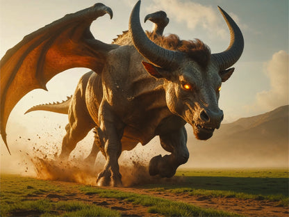Brundrak the Bull Dragon – Fantasy Canvas Art