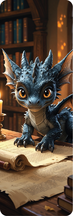 Curious over the scroll Dragon bookmark