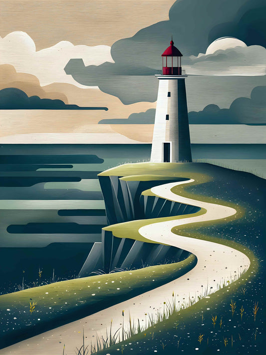 Gouache Lighthouse - Canvas Wall Art Print