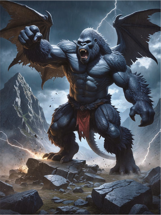 Molgrin the Gorilla Dragon - Fantasy Canvas Art