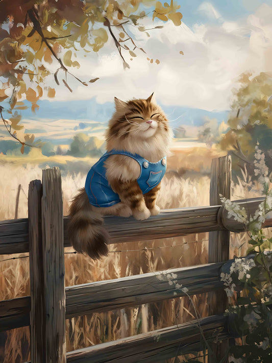 Puss in Denim - Canvas Wall Art Print