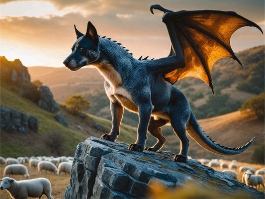Tharn the Dog Dragon - Fantasy Canvas Art