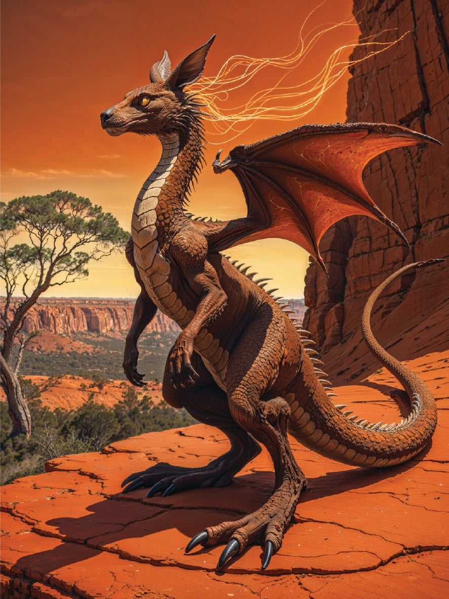Varkuun the Kangaroo Dragon - Fantasy Canvas Art