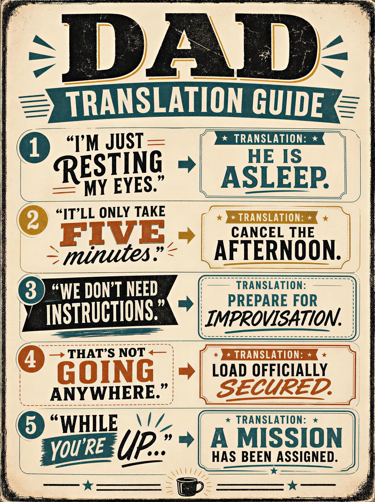 Dad Translation guide - Canvas Wall Art Print