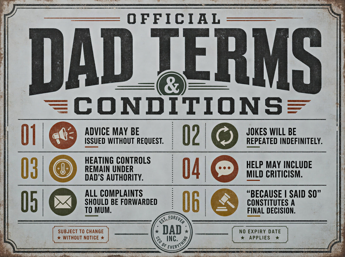 Official Dad Terms and Conditions - Canvas Wall Art Print