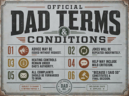 Official Dad Terms and Conditions - Canvas Wall Art Print